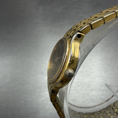 Seiko Watch Women 19mm Black Dial Gold Tone Round Vintage 1N00-0B29 New Battery2