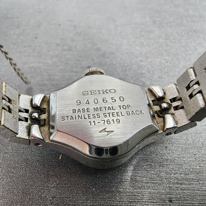 Seiko Watch Women 17mm Silver Dial Silver Tone Manual Round 117619 Runs VTG AB19