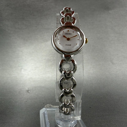 Seiko Tisse Watch Women 18mm White Dial Silver Tone Hearts 1F20-1B20 New Batt F45