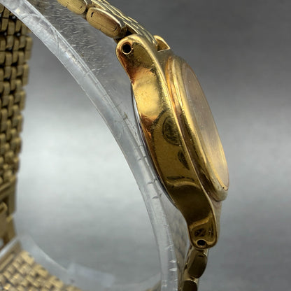 Seiko Watch Women 17mm Champagne Dial Gold Tone Oval V401-5109 New Battery VTG3