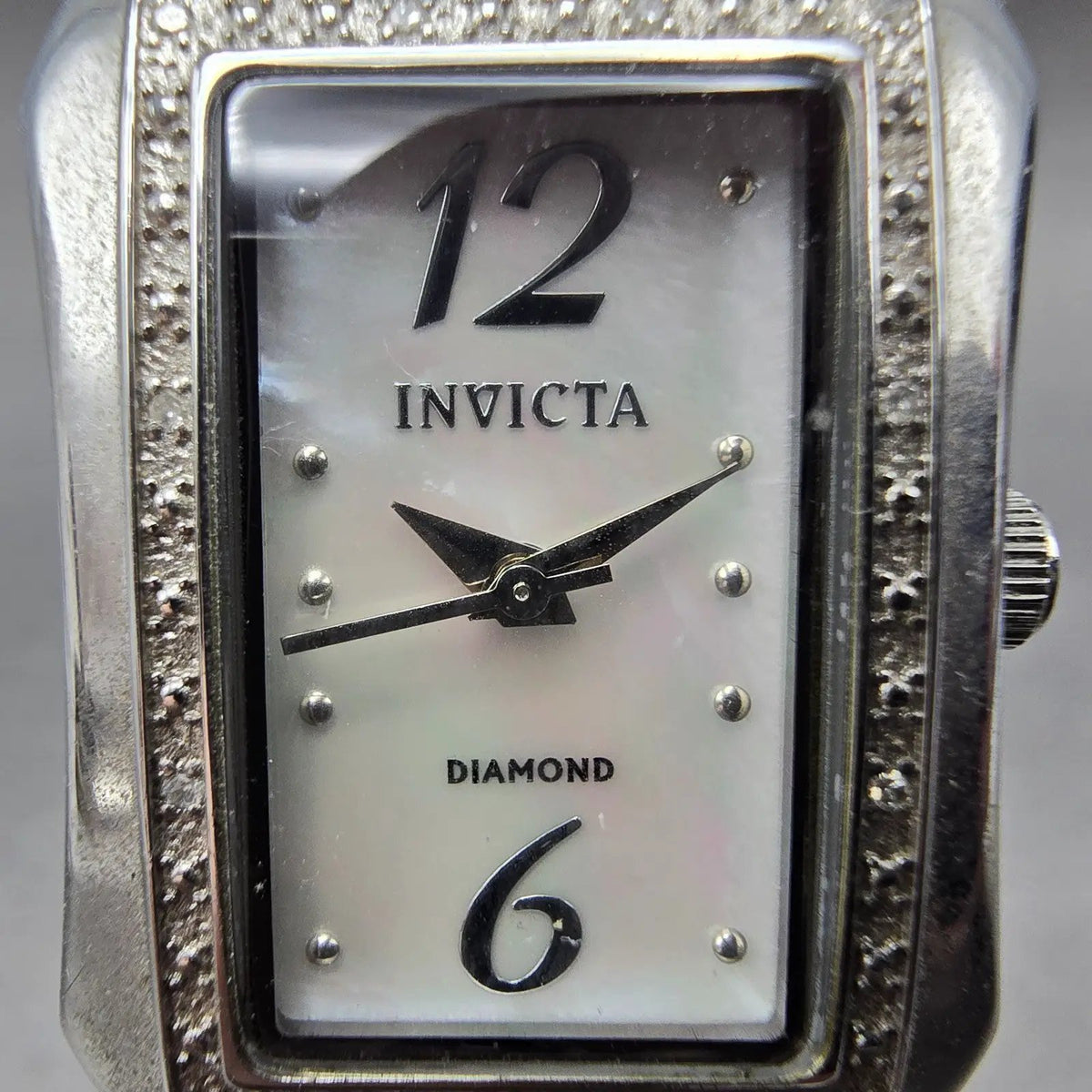 Invicta Wildflower Tank Watch Women 21mm MOP Dial Silver Tone Rectangle New Batt1