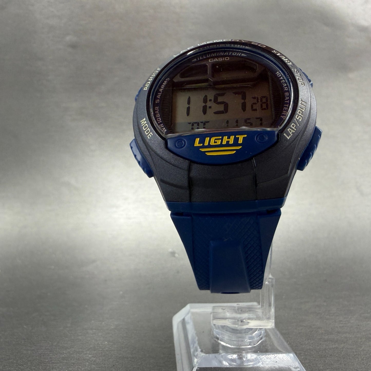 Casio Illuminator Watch Men 42mm Digital Blue Tone Round W-734 New Battery5
