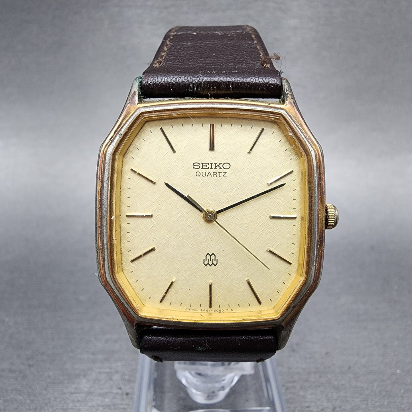 Seiko Watch Men 31mm Champagne Dial Gold Tone Octagon 94415040 New Battery0
