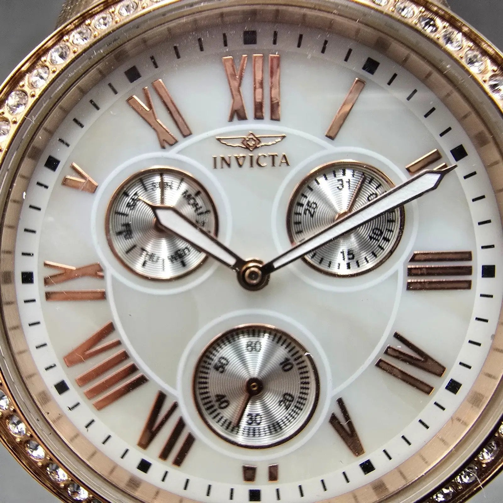 Invicta Angel Watch Women 40mm MOP Dial Two Tone Rose Gold Daydate 15011 New Bat1