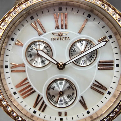 Invicta Angel Watch Women 40mm MOP Dial Two Tone Rose Gold Daydate 15011 New Bat1