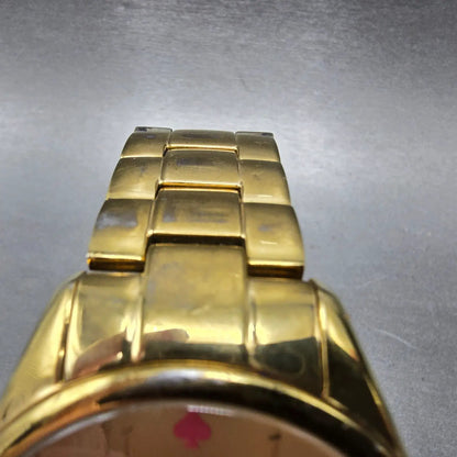 Kate Spade Seaport Watch Women 38mm Gold Dial Gold Tone Round 0030 New Battery4