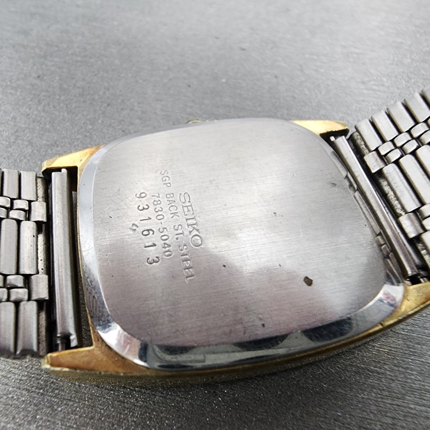 VTG Seiko Tank Watch Men 28mm Champagne Dial Gold Tone 78305040 PARTS10