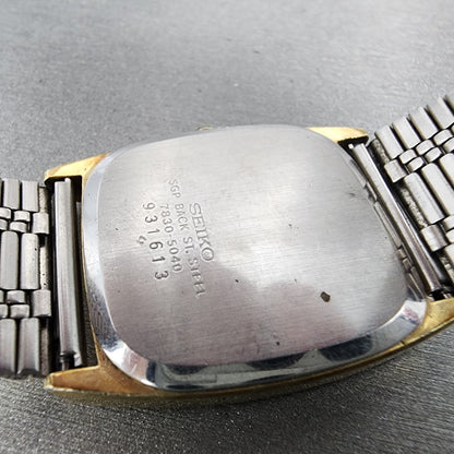 VTG Seiko Tank Watch Men 28mm Champagne Dial Gold Tone 78305040 PARTS10