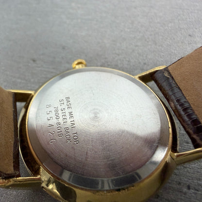 Seiko Watch Men 32mm Cream Dial Gold Tone Round 7800-8019 New Battery Vintage9