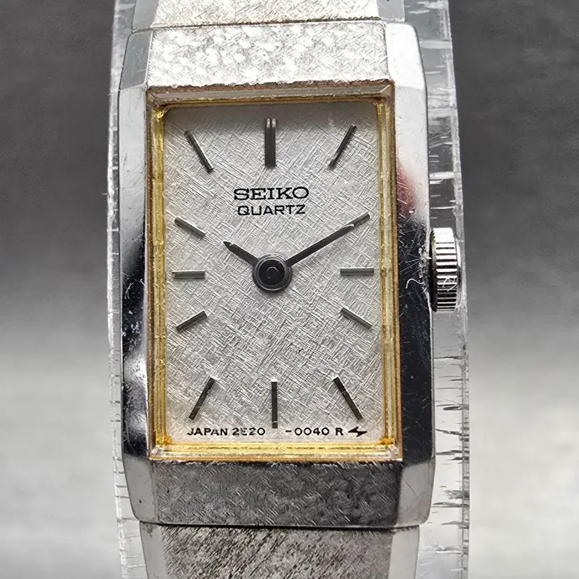 Seiko Tank Watch Women 12mm Silver Dial Silver Tone Rectangle 2E20-5029 New Batt1