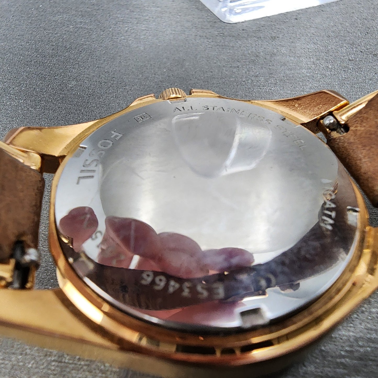 Fossil Riley Watch Women 38mm Silver Dial Rose Gold Tone Daydate Round New Batt9