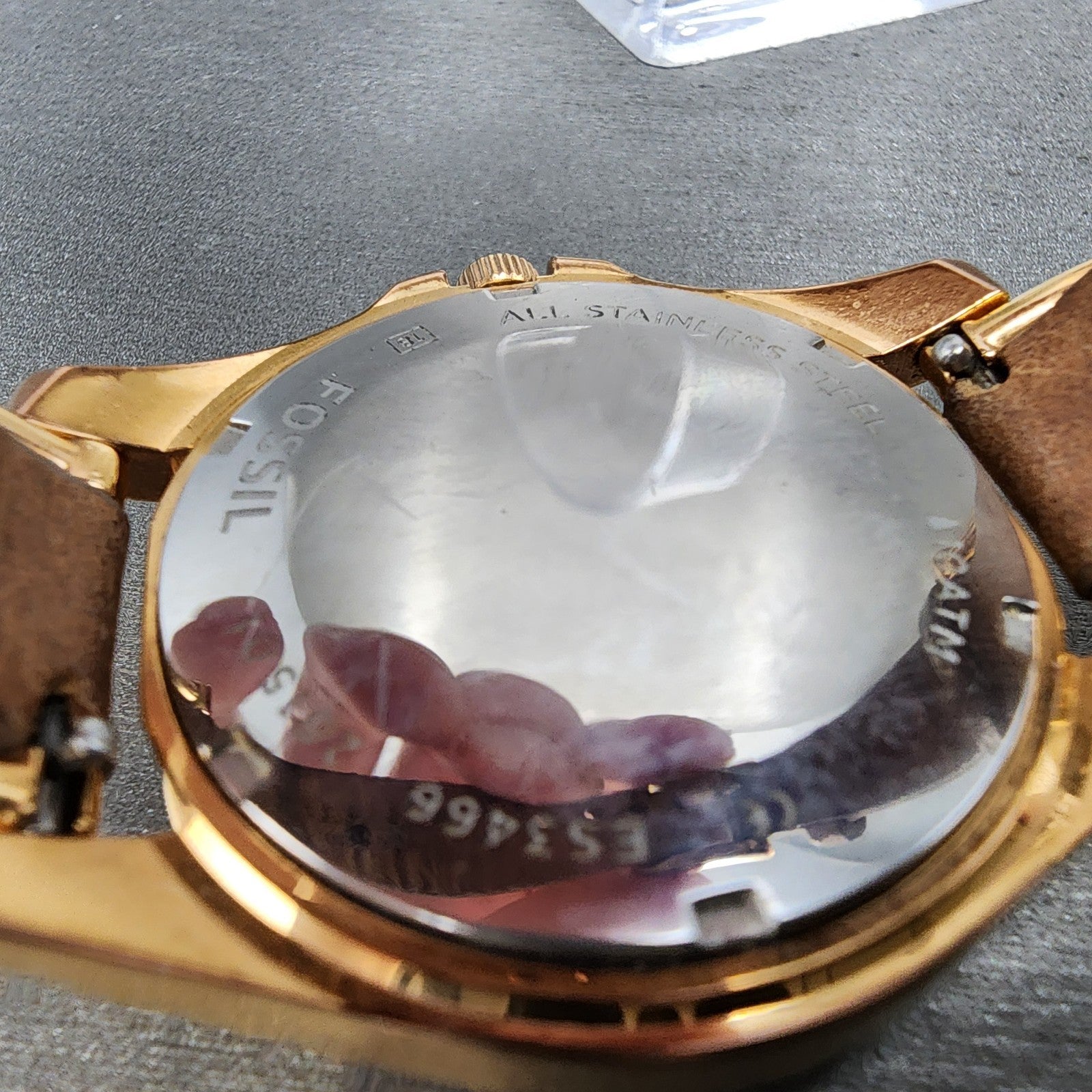 Fossil Riley Watch Women 38mm Silver Dial Rose Gold Tone Daydate Round New Batt9