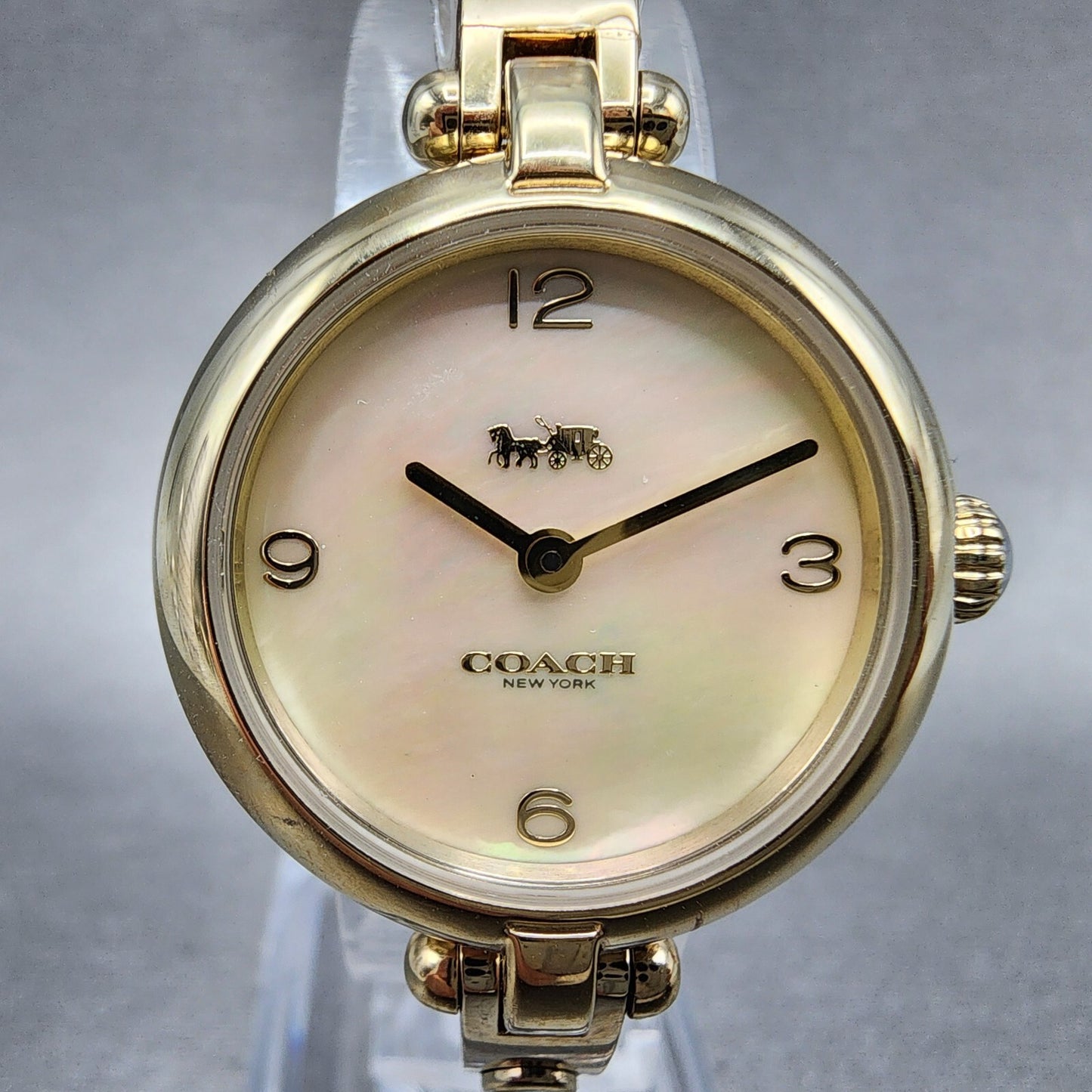 Coach Carry Watch Women 26mm MOP Dial Gold Tone Bangle Round 145040061