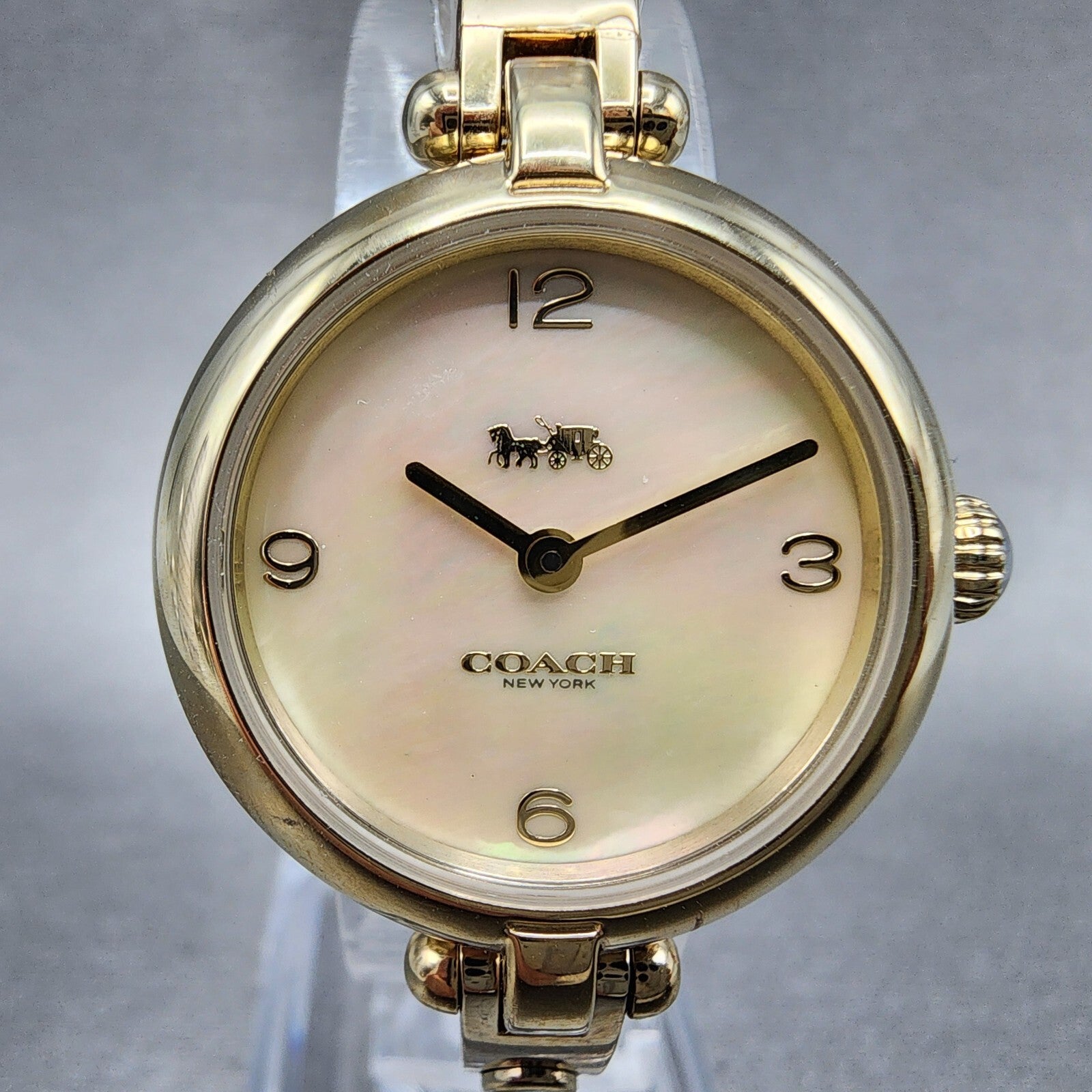 Coach Carry Watch Women 26mm MOP Dial Gold Tone Bangle Round 145040061