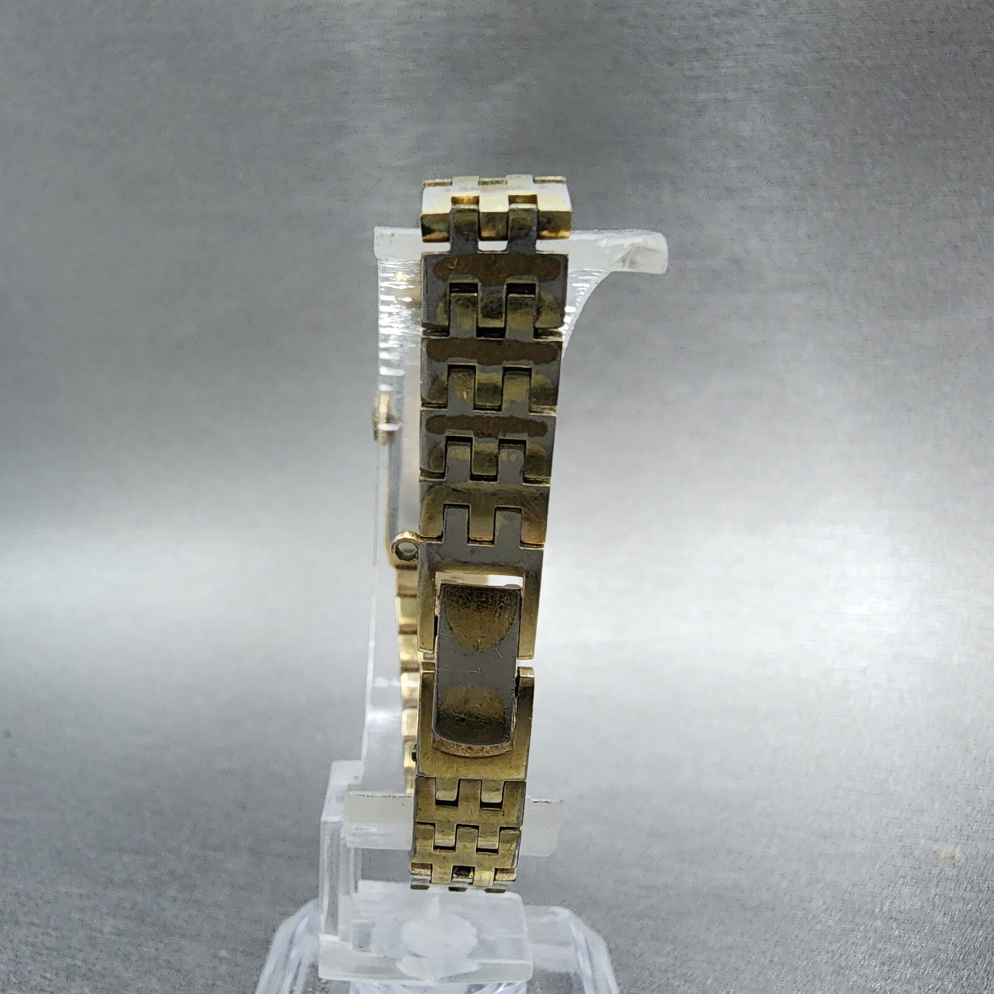 Seiko Tank Watch Women 13mm Silver Dial Gold Tone Rectangle Manual Wind Runs7