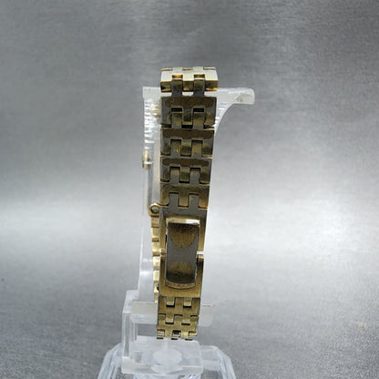 Seiko Tank Watch Women 13mm Silver Dial Gold Tone Rectangle Manual Wind Runs7