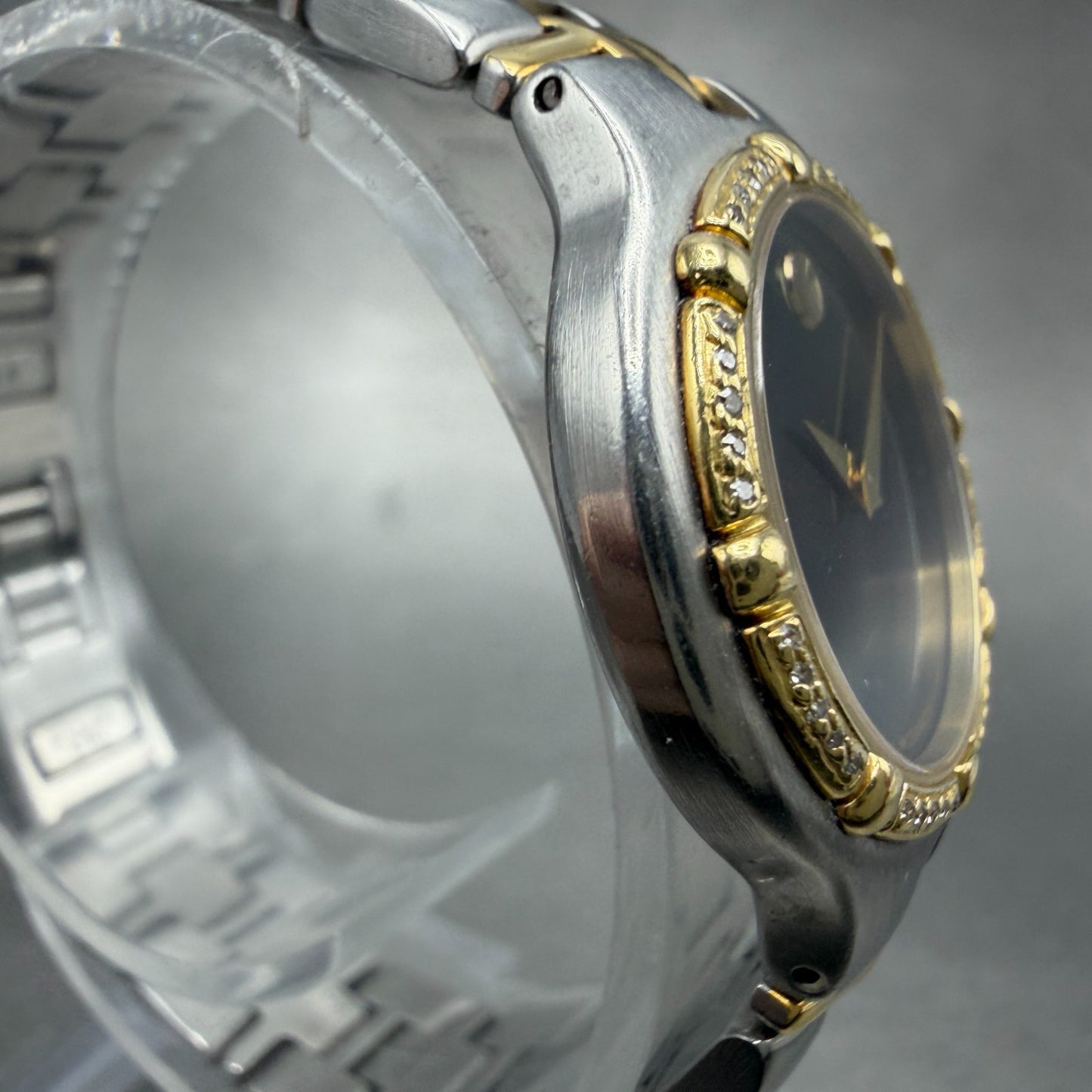 Movado Museum Olympian Watch Women 25mm black Dial Two Tone 85.A1.827.2 New Batt3
