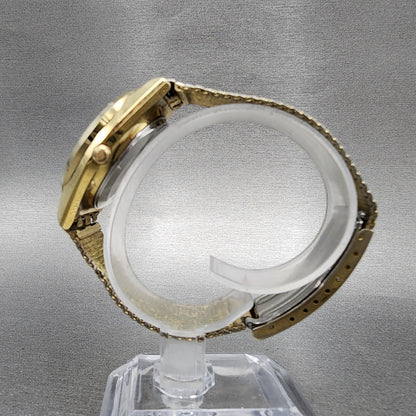 Citizen CQ Crystron Watch Men 34mm White Dial Gold Tone Daydate 4710240 PARTS7