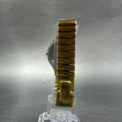 Seiko Halfmoon Watch Women 14mm Gold Dial Gold Tone Asymmetrical New Battery BV57