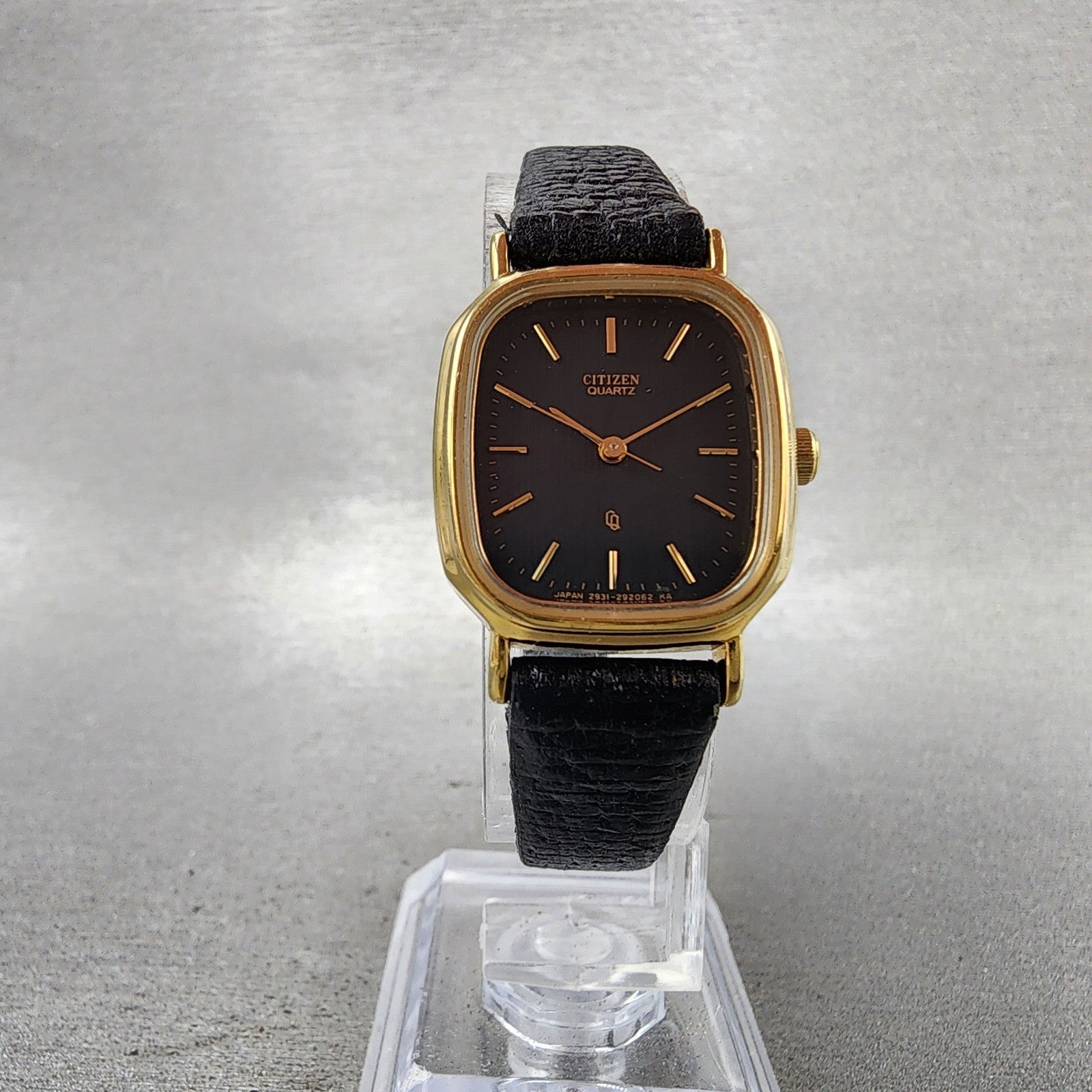 Citizen CQ Tank Watch Women 22mm Black Dial Gold Tone Rectangle New Battery5