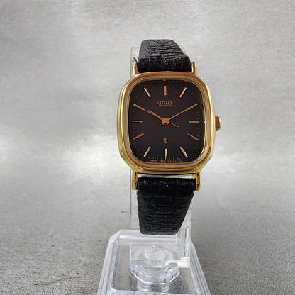 Citizen CQ Tank Watch Women 22mm Black Dial Gold Tone Rectangle New Battery5