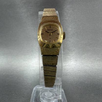 Seiko Watch Women 15mm Champagne Dial Gold Tone Manual Rectangle 11-3389 Runs5