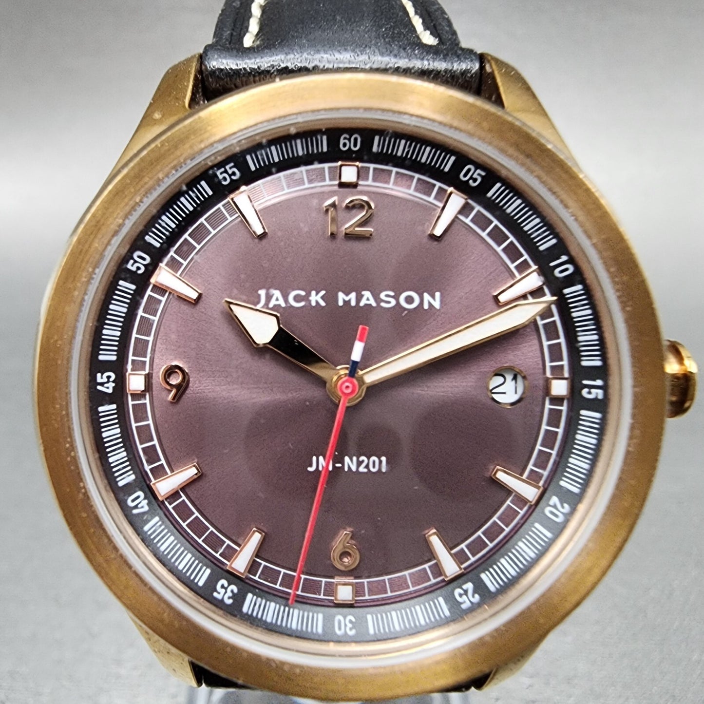 Jack Mason JMN201 Watch Women 36mm Purple Dial Rose Gold Tone Date Round NewBat1