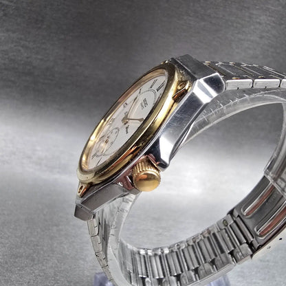 Seiko Silver Wave Watch Men 34mm White Dial Two Tone Round 2628-0060 New Battery2