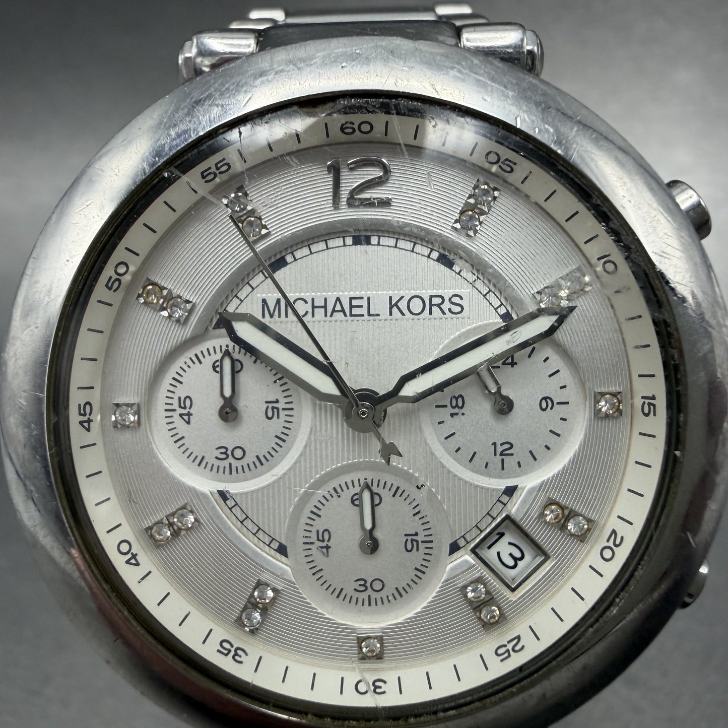 Michael Kors Parker Chronograph Watch Women 39mm White Dial Steel Date New Batt1