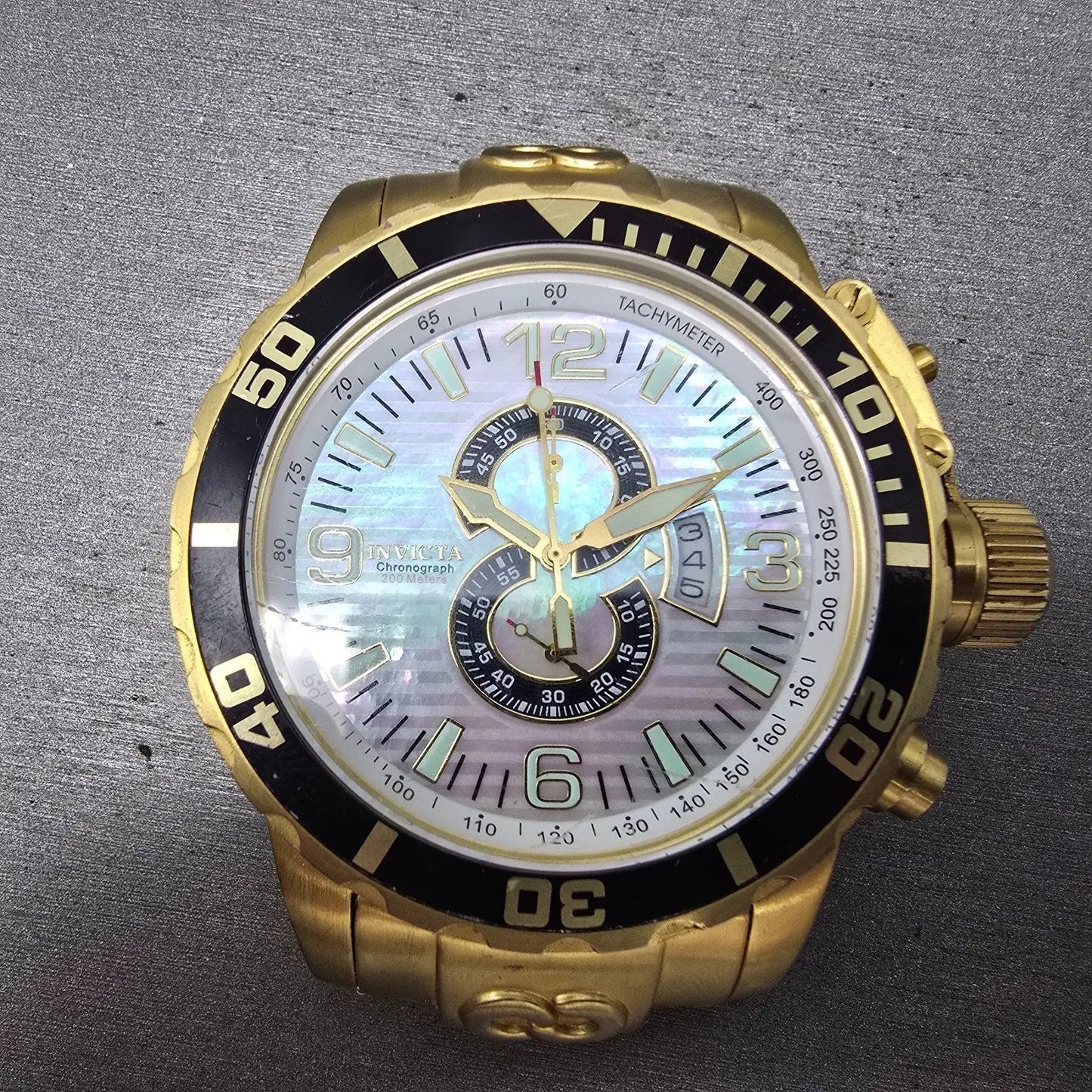 Invicta Corduba Chronograph Dive Watch Men 52mm MOP Dial Gold Tone 4899 NewBat2