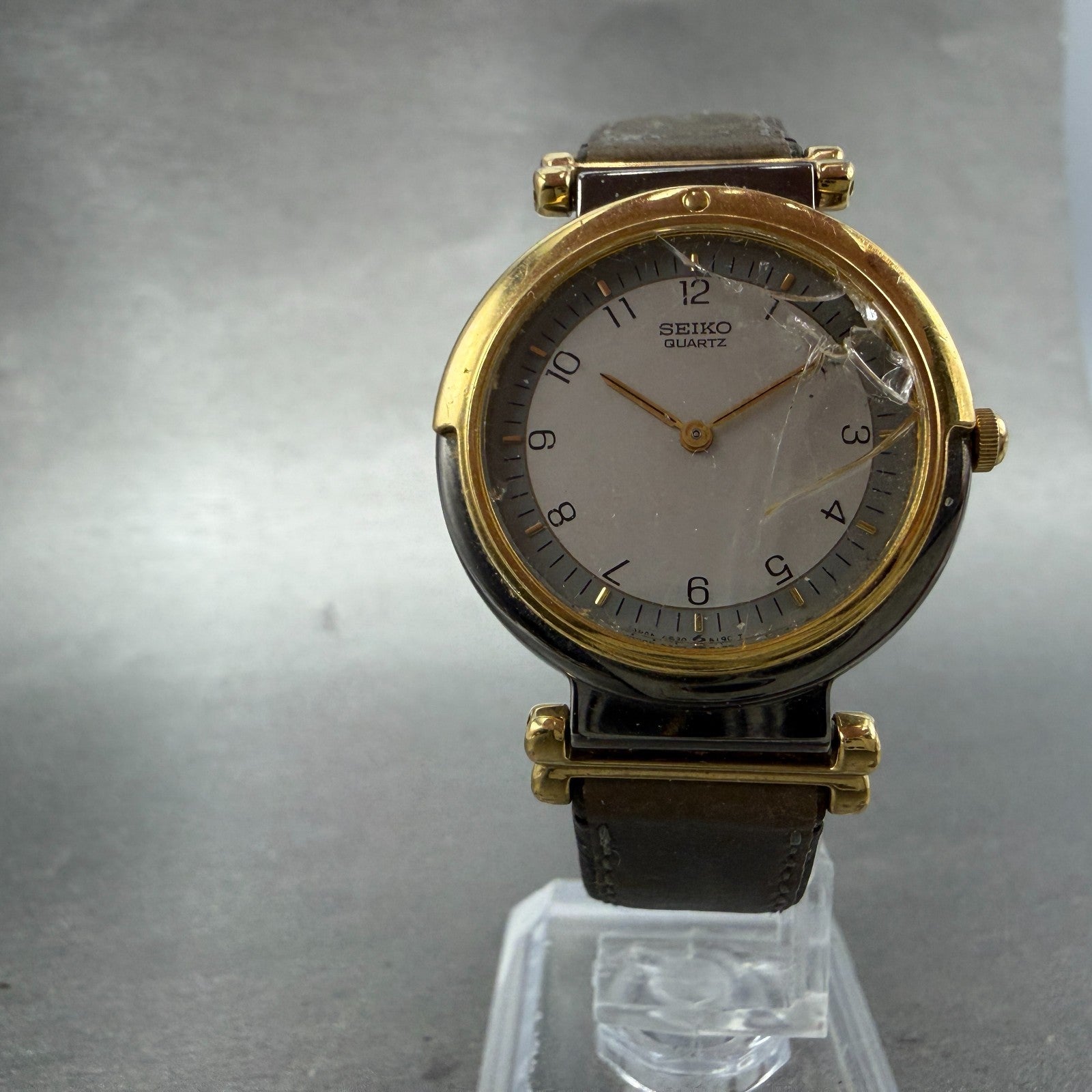 Seiko Watch Men 30mm Silver Dial Two Tone Round 6530-6129 New Battery Vintage5