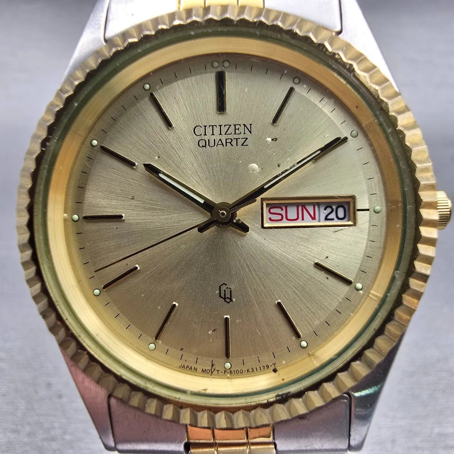 Citizen President Watch Men 35mm Champagne Dial Daydate 6100-K09311 New BatteryL1
