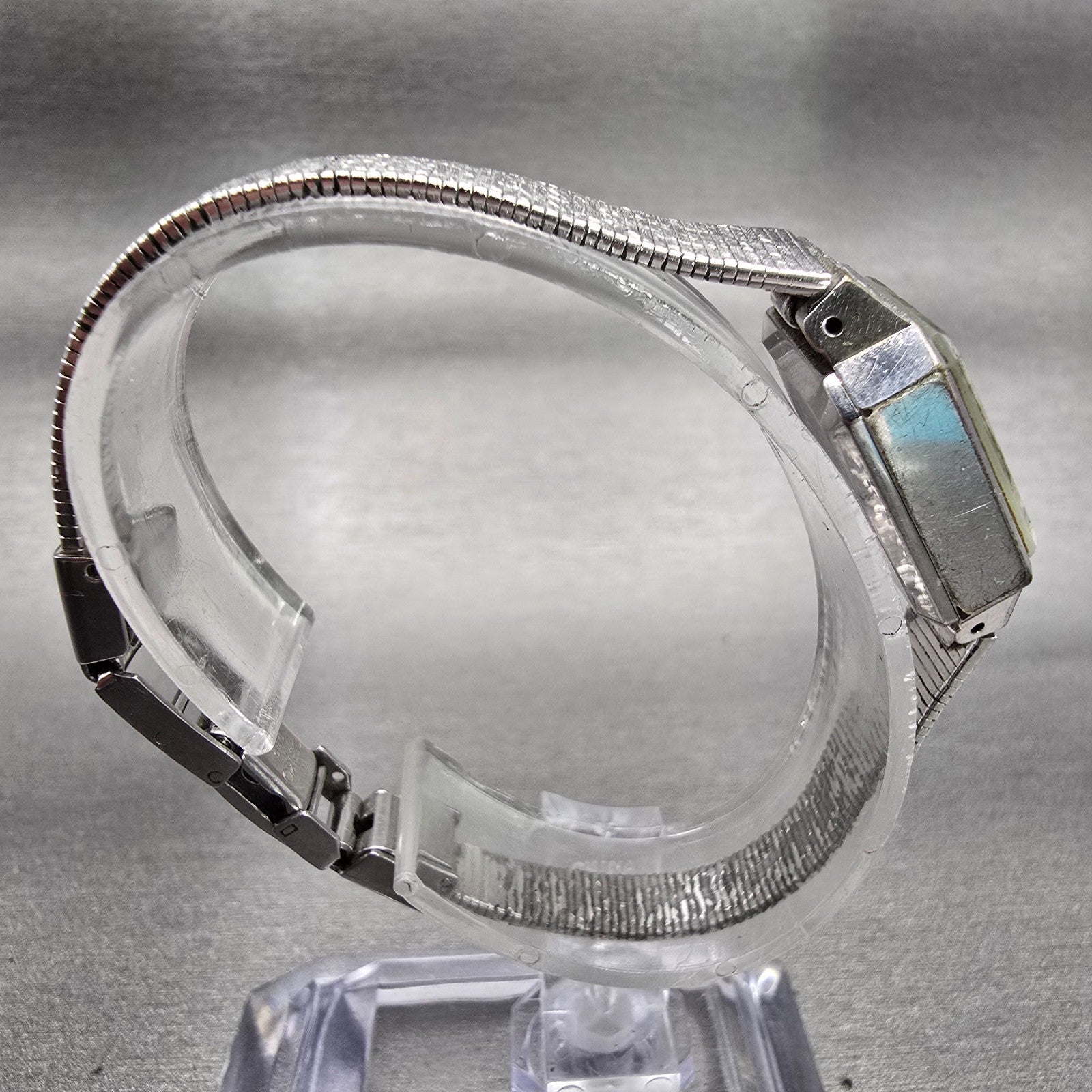 Seiko Special Watch Women 18mm Blue Dial Silver Tone Rectangle 1140-3170 Works8