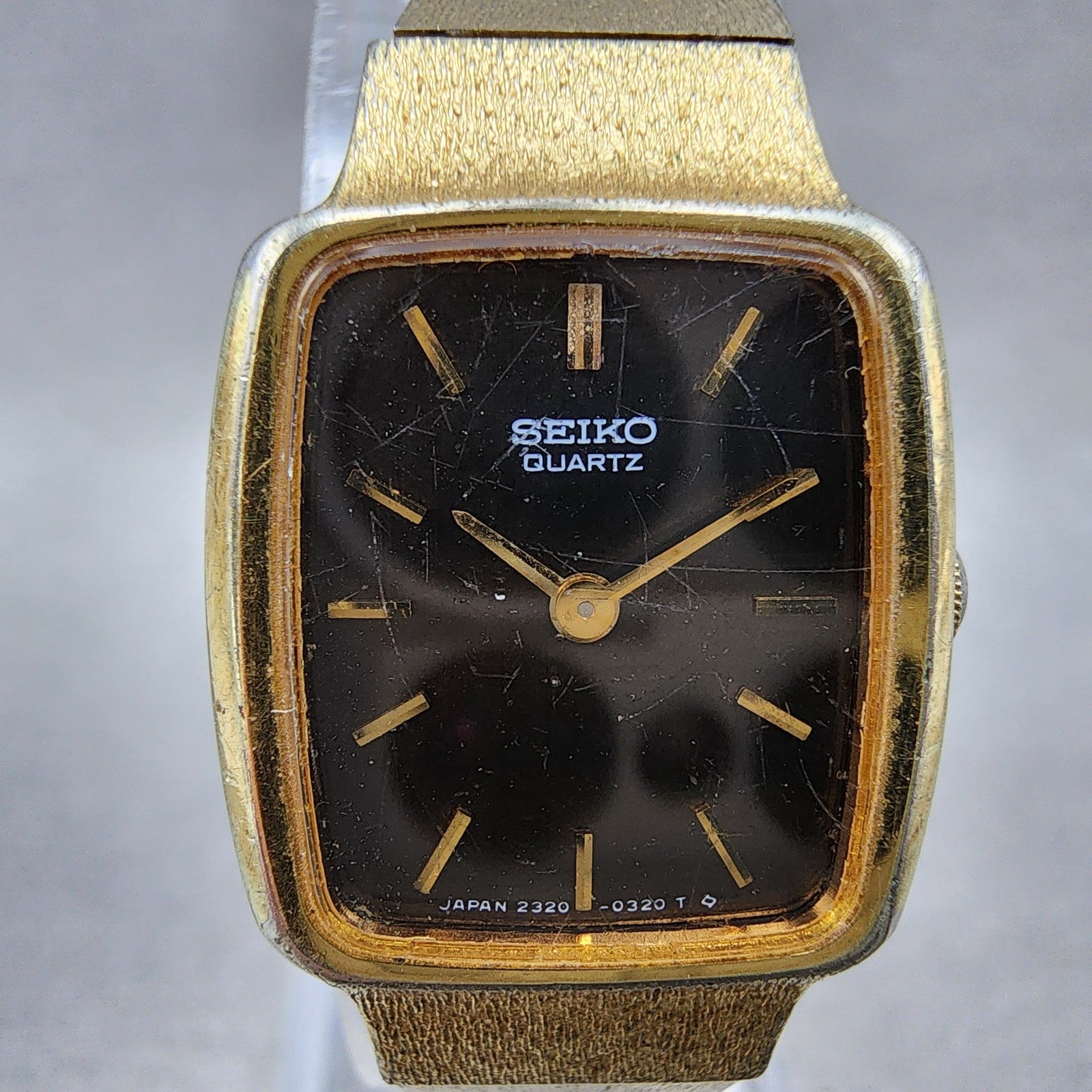 Seiko Tank Watch Women 18mm Brown Dial Gold Tone Rectangle 23205229 New Battery1