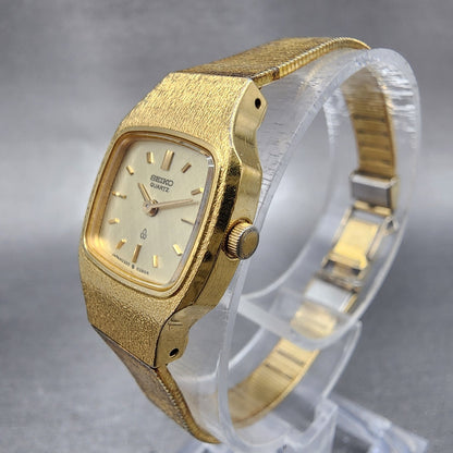 Seiko Watch Women 18mm Champagne Dial Gold Tone Rectangle 23205260 New Battery4