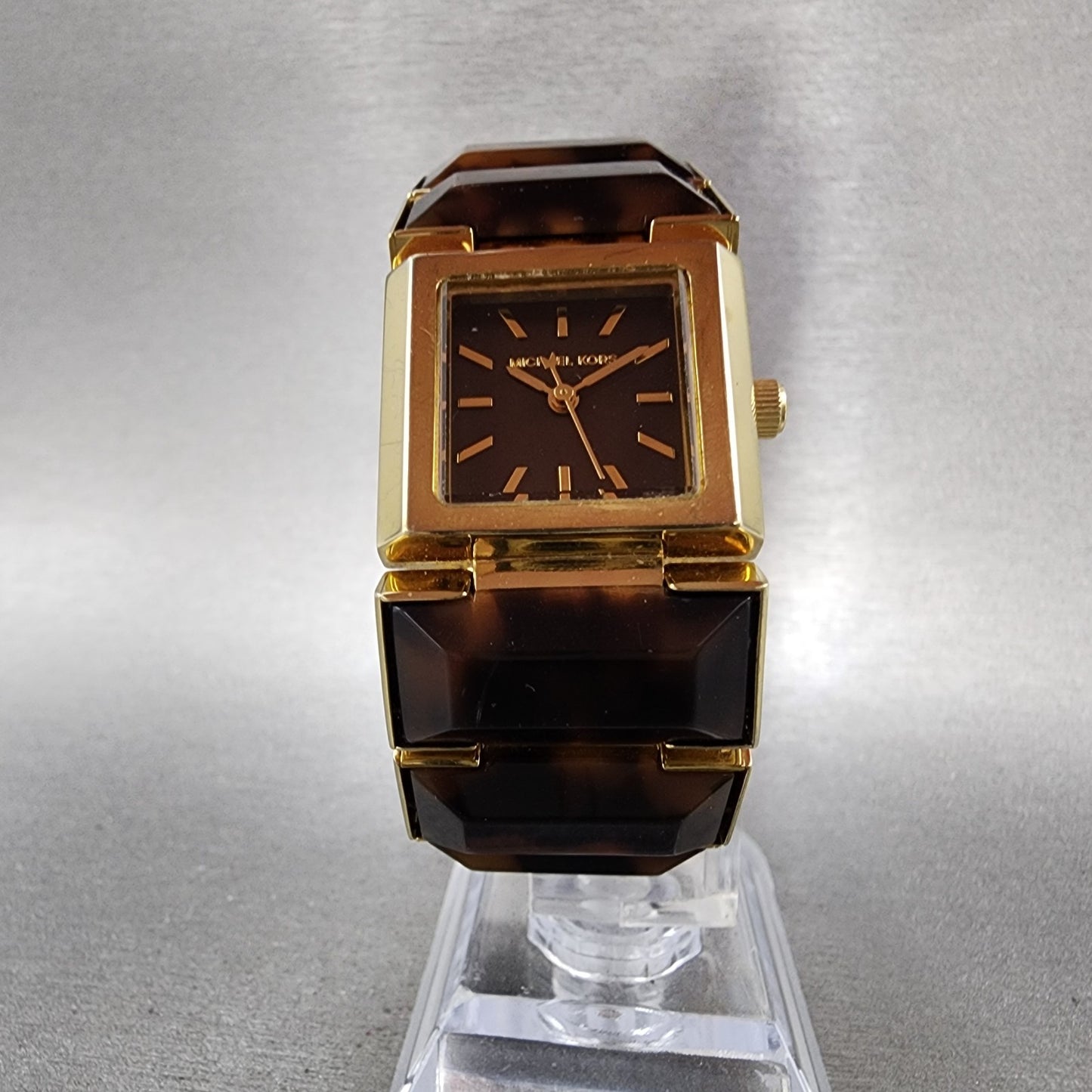 Michael kors Watch Women 25mm Brown Dial Gold Tone Rectangle MK4250 New Batt4