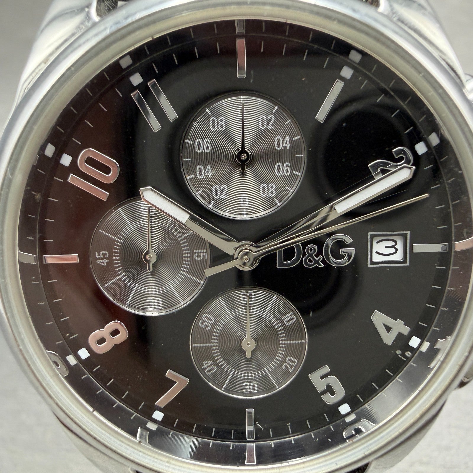 Dolce & Gabbana Sandpiper Chronograph Watch Men 41mm Black Dial Silver New BattA1