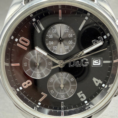 Dolce & Gabbana Sandpiper Chronograph Watch Men 41mm Black Dial Silver New BattA1