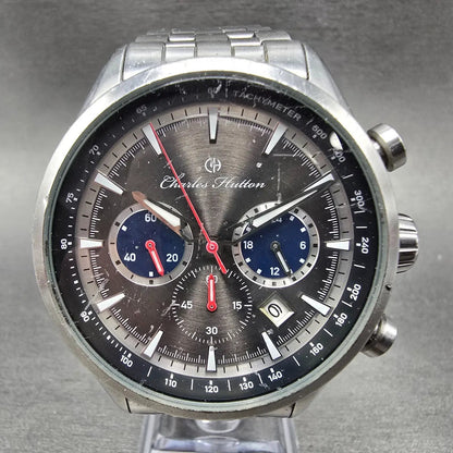 Charles Hutton Aristocrat Chronograph Watch Men 44mm Gray Dial Steel Date NewBat0