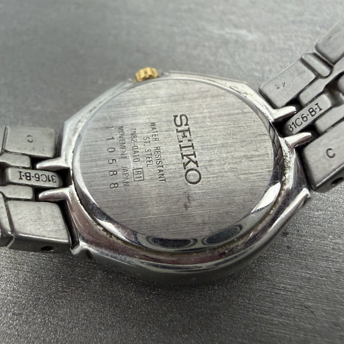 Seiko Watch Women 26mm Silver Dial Two Tone Date Round 7n82-0at0 New Battery DCT9
