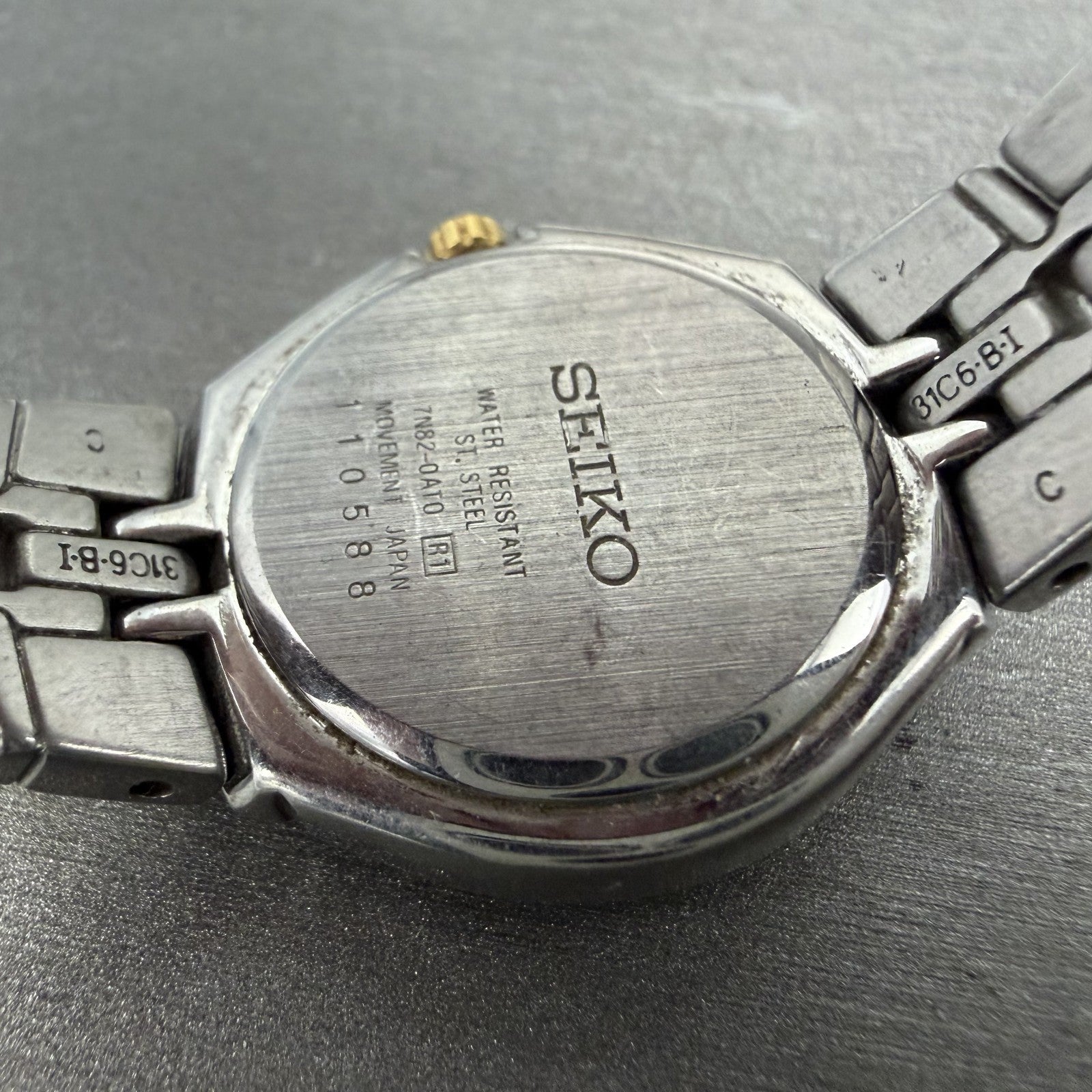 Seiko Watch Women 26mm Silver Dial Two Tone Date Round 7n82-0at0 New Battery DCT9