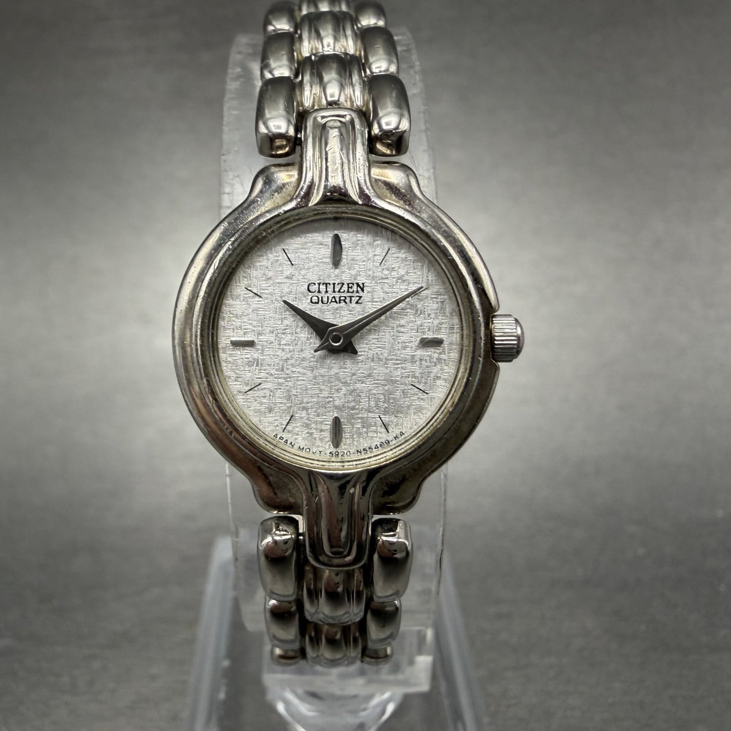 Citizen Watch Women 20mm Silver Dial Silver Tone Round 5920-S57707 New BatteryAB0