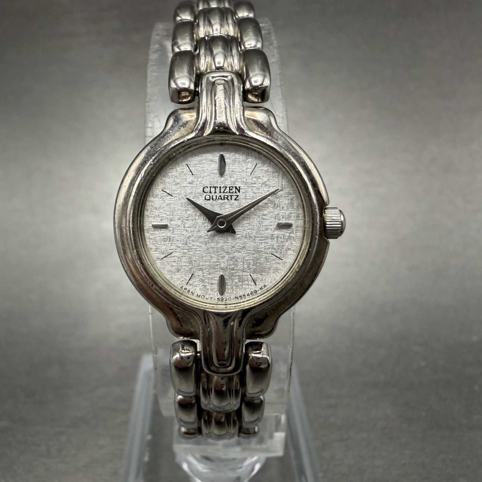 Citizen Watch Women 20mm Silver Dial Silver Tone Round 5920-S57707 New BatteryAB0