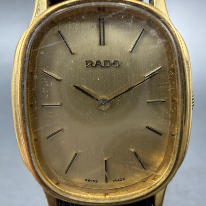 Rado Watch Women 22mm Gold Dial Gold Tone Oval Manual Wind Runs VTG 322.7881.21