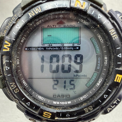 Casio Pathfinder PAG-40 Watch Men 53mm Digital Black Triple Sensor New battery F1