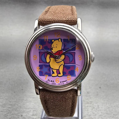 Seiko Alba Disney Winnie The Pooh Watch Women 27mm Purple Dial V501-6P00 New Bat0