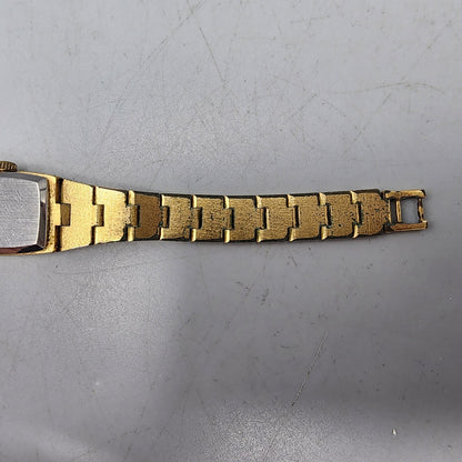 Stowa Pallas Watch Women Gold Tone Gold Dial 16mm Rectangle Manual Wind Runs