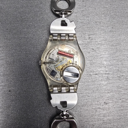 Swatch Menthol Tone Watch Women 25mm Silver Dial Clear Case LK292G New Battery 58