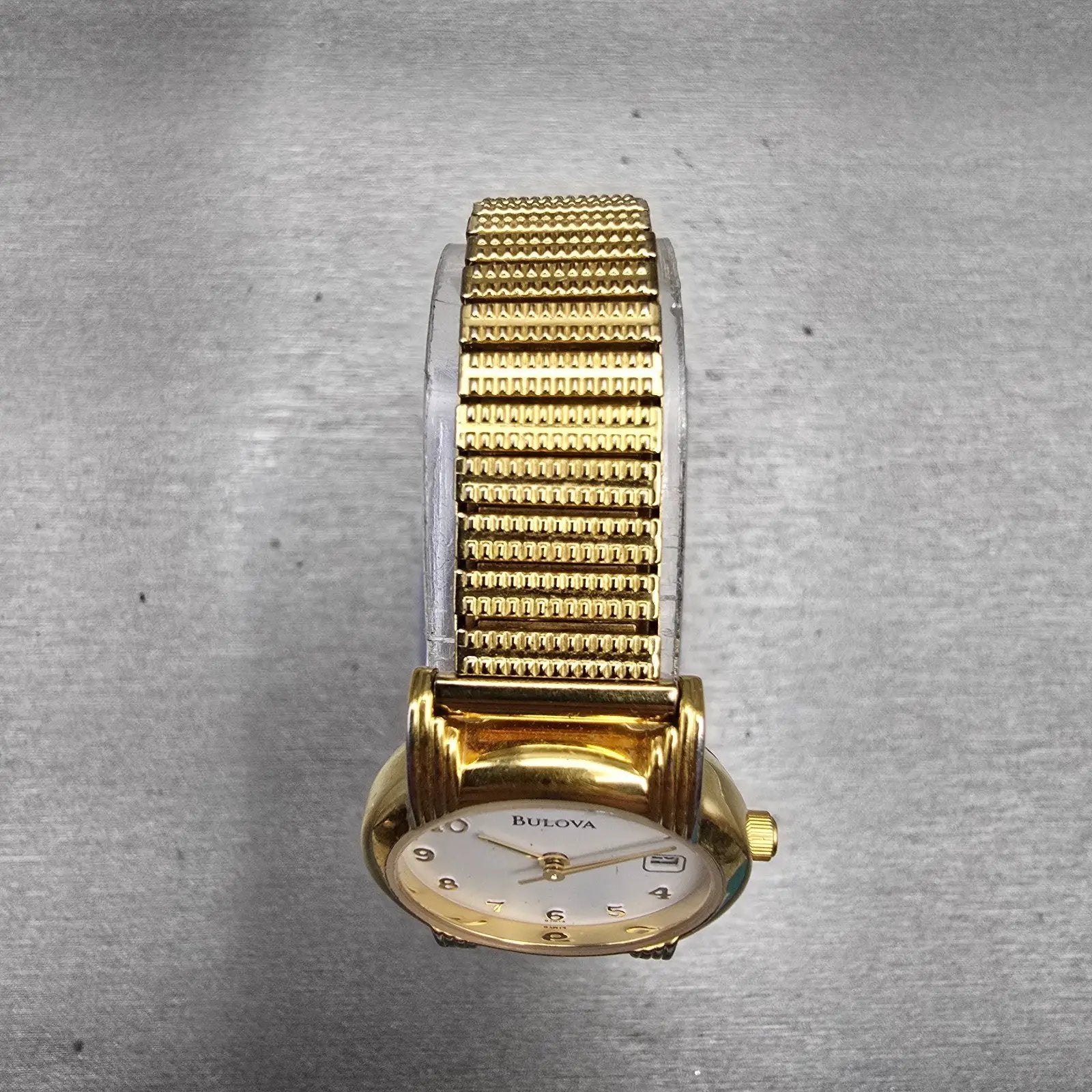 Bulova Watch Women 25mm White Dial Gold Tone Date Round 97M14 New Battery4