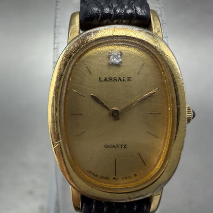 Seiko Lassale Watch Women 15mm Champagne Dial Gold Tone Oval 2F50-5269 New Batt1
